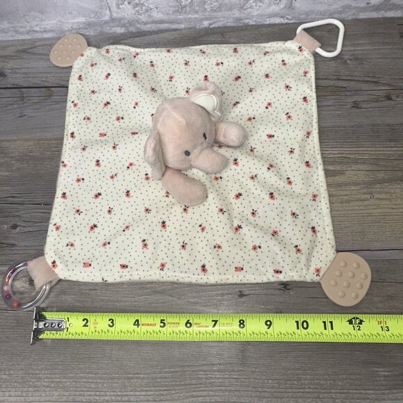 Luxe + Willow Pink White Flowers Dots Elephant Baby Security Blanket Lovey 3836 - Picture 4 of 6